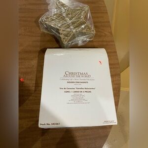 House of Lloyd 3 GOLDEN STAR BASKETS Containers Christmas Around World